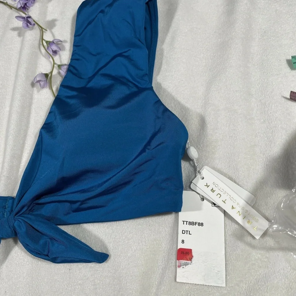 NWT Trina Turk Getaway Front Knot Bikini Top in Dark‎ Teal [size 8 ]
